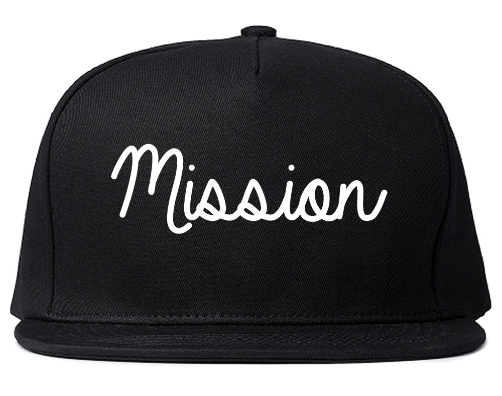 Mission Kansas KS Script Mens Snapback Hat Black