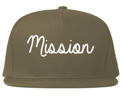 Mission Kansas KS Script Mens Snapback Hat Grey