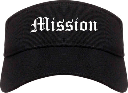 Mission Kansas KS Old English Mens Visor Cap Hat Black