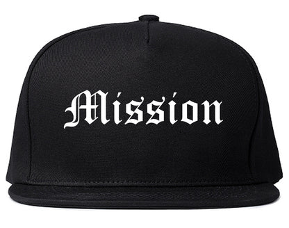 Mission Texas TX Old English Mens Snapback Hat Black