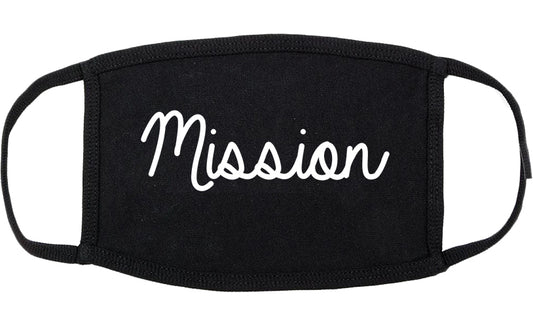 Mission Texas TX Script Cotton Face Mask Black