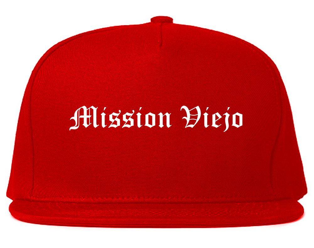 Mission Viejo California CA Old English Mens Snapback Hat Red