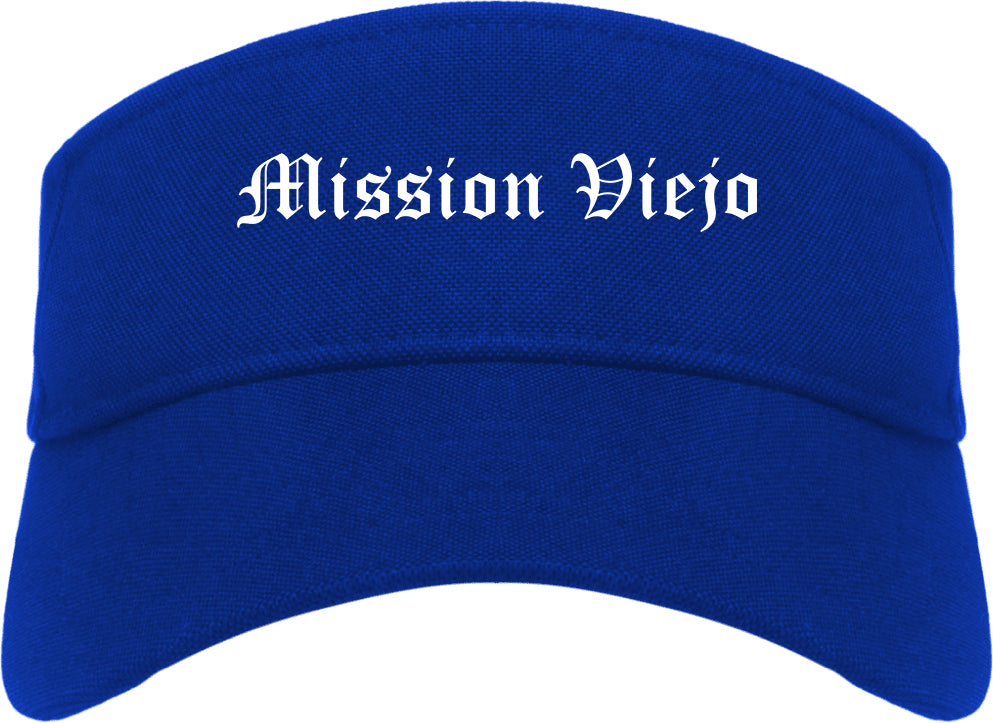 Mission Viejo California CA Old English Mens Visor Cap Hat Royal Blue