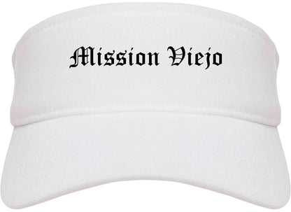 Mission Viejo California CA Old English Mens Visor Cap Hat White