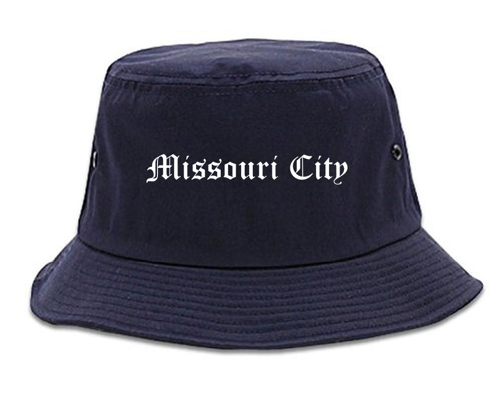 Missouri City Texas TX Old English Mens Bucket Hat Navy Blue