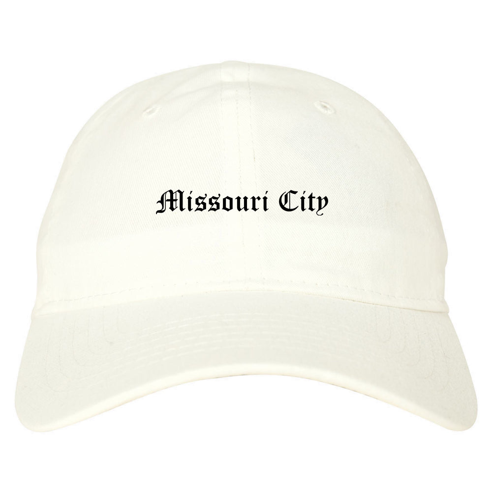 Missouri City Texas TX Old English Mens Dad Hat Baseball Cap White