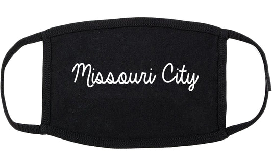 Missouri City Texas TX Script Cotton Face Mask Black