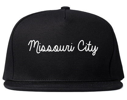 Missouri City Texas TX Script Mens Snapback Hat Black