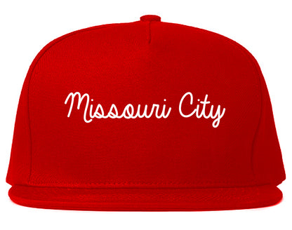 Missouri City Texas TX Script Mens Snapback Hat Red