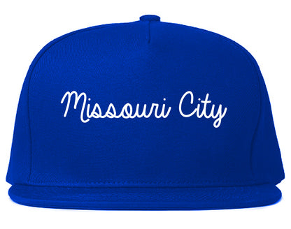 Missouri City Texas TX Script Mens Snapback Hat Royal Blue