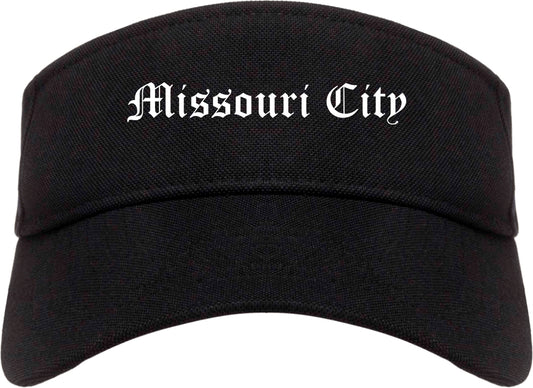 Missouri City Texas TX Old English Mens Visor Cap Hat Black