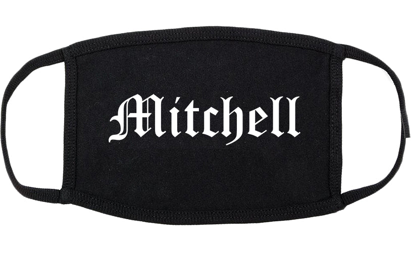 Mitchell Indiana IN Old English Cotton Face Mask Black