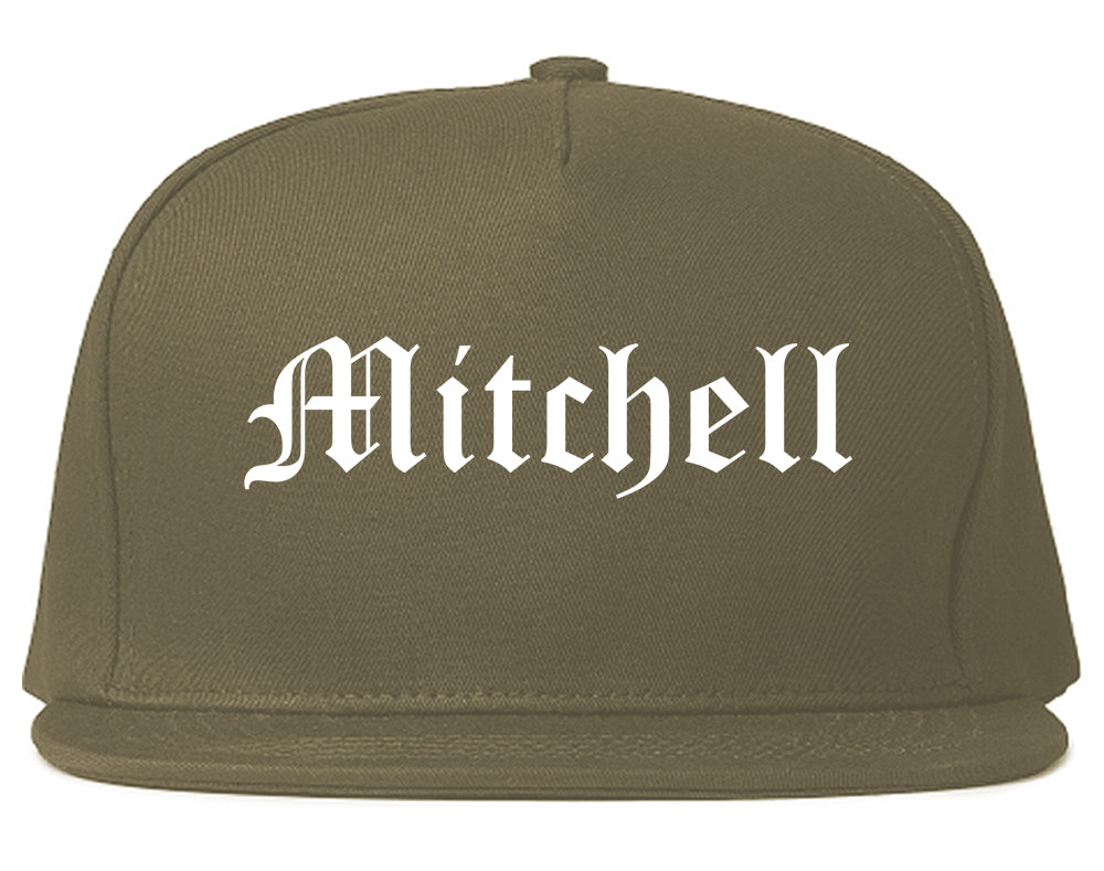 Mitchell South Dakota SD Old English Mens Snapback Hat Grey