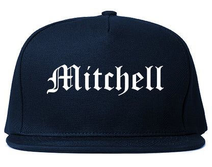 Mitchell South Dakota SD Old English Mens Snapback Hat Navy Blue