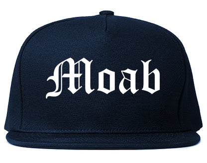 Moab Utah UT Old English Mens Snapback Hat Navy Blue