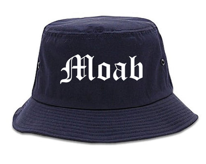 Moab Utah UT Old English Mens Bucket Hat Navy Blue