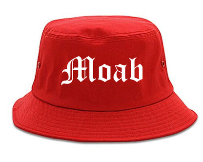 Moab Utah UT Old English Mens Bucket Hat Red