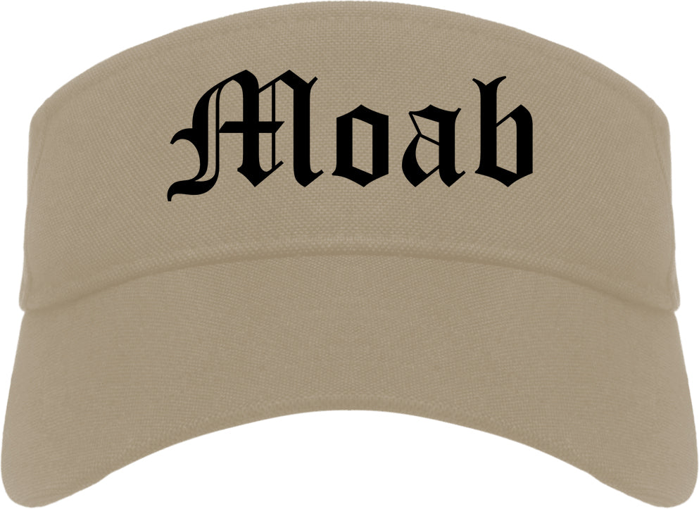 Moab Utah UT Old English Mens Visor Cap Hat Khaki