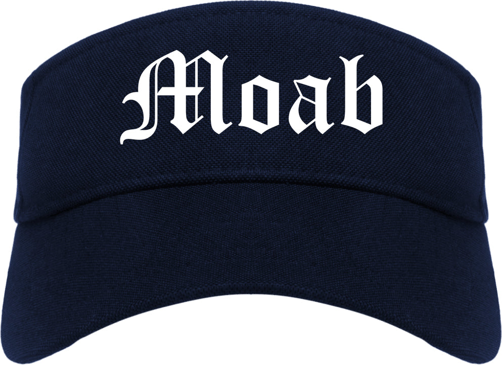 Moab Utah UT Old English Mens Visor Cap Hat Navy Blue