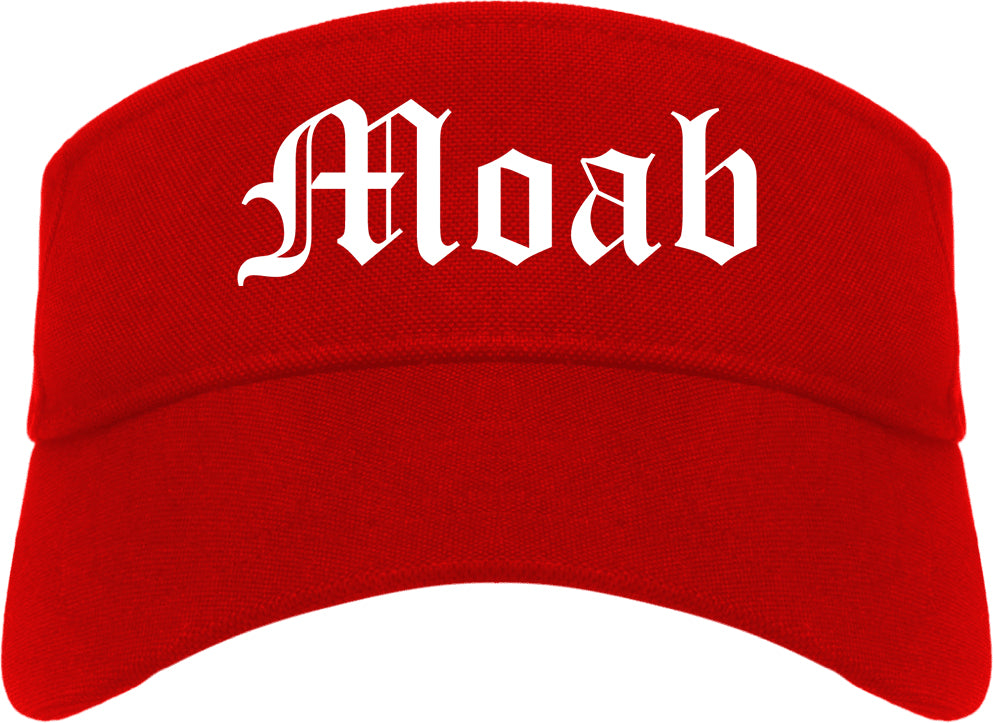 Moab Utah UT Old English Mens Visor Cap Hat Red