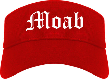 Moab Utah UT Old English Mens Visor Cap Hat Red