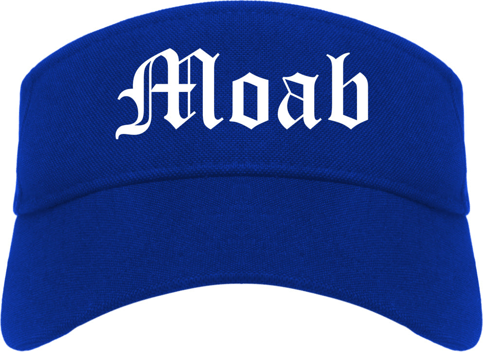 Moab Utah UT Old English Mens Visor Cap Hat Royal Blue