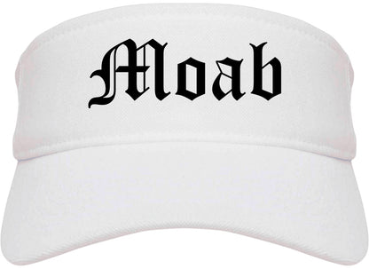 Moab Utah UT Old English Mens Visor Cap Hat White