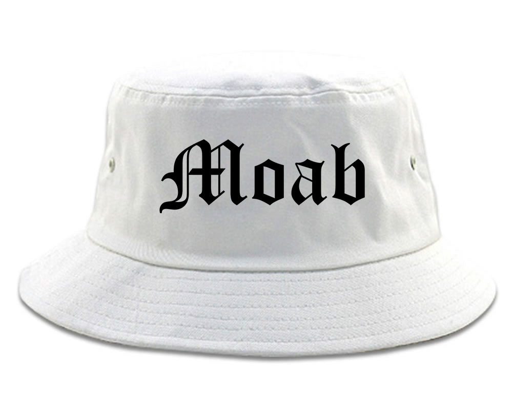 Moab Utah UT Old English Mens Bucket Hat White