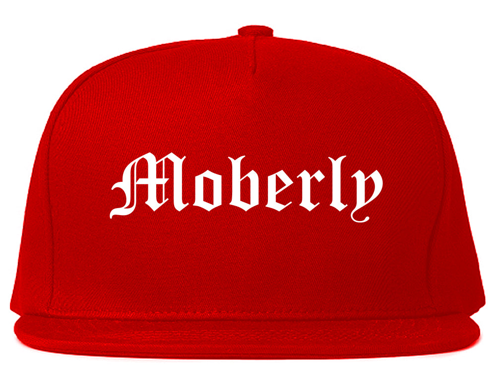 Moberly Missouri MO Old English Mens Snapback Hat Red