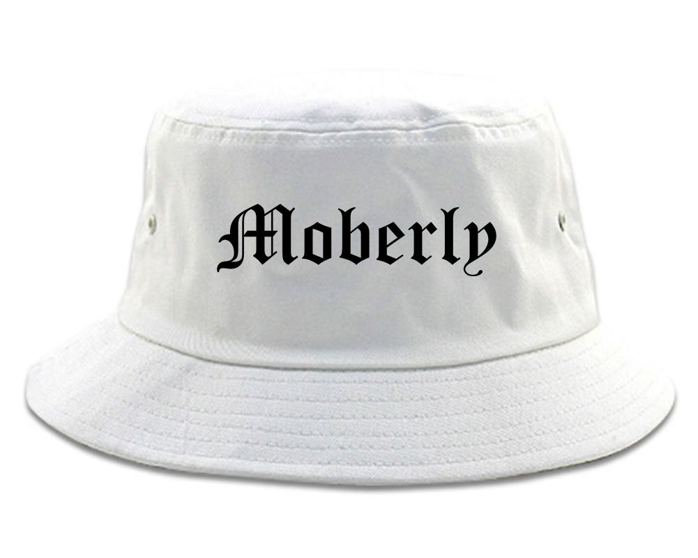 Moberly Missouri MO Old English Mens Bucket Hat White