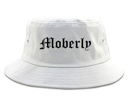 Moberly Missouri MO Old English Mens Bucket Hat White
