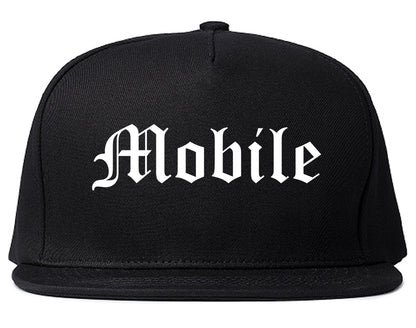 Mobile Alabama AL Old English Mens Snapback Hat Black