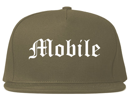 Mobile Alabama AL Old English Mens Snapback Hat Grey