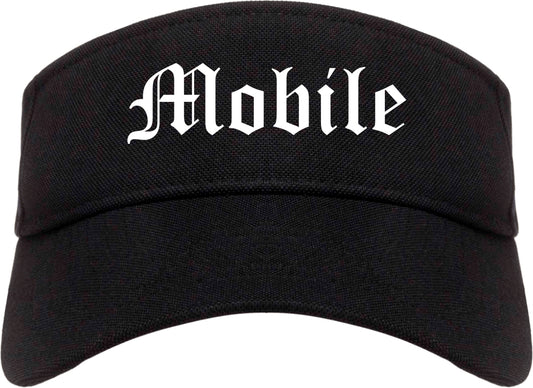 Mobile Alabama AL Old English Mens Visor Cap Hat Black