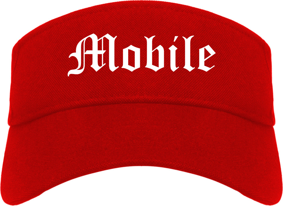 Mobile Alabama AL Old English Mens Visor Cap Hat Red
