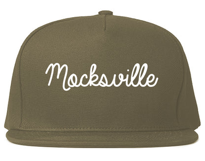 Mocksville North Carolina NC Script Mens Snapback Hat Grey