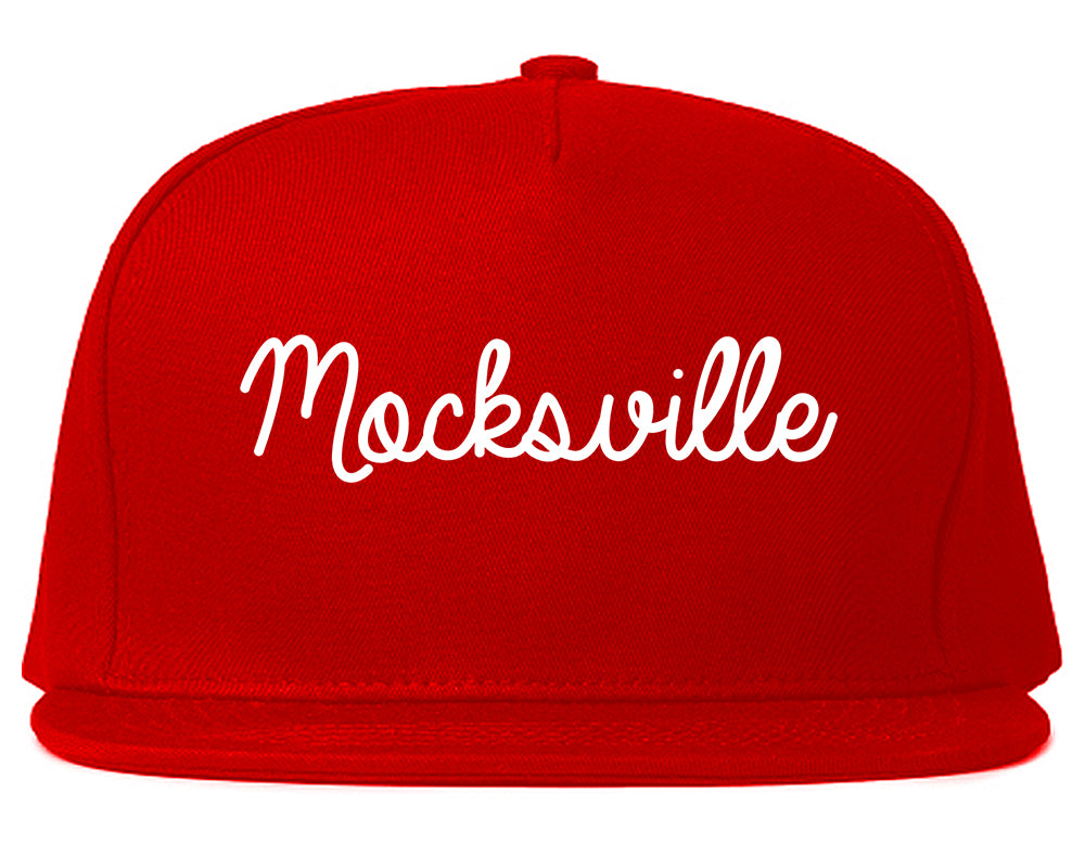 Mocksville North Carolina NC Script Mens Snapback Hat Red