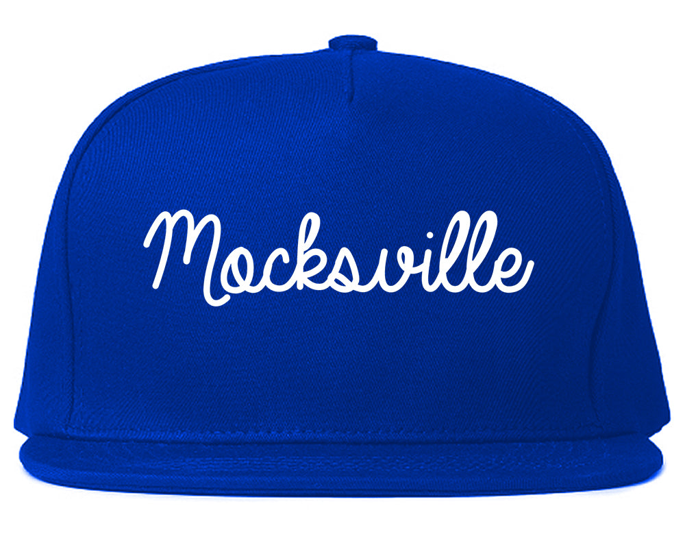 Mocksville North Carolina NC Script Mens Snapback Hat Royal Blue
