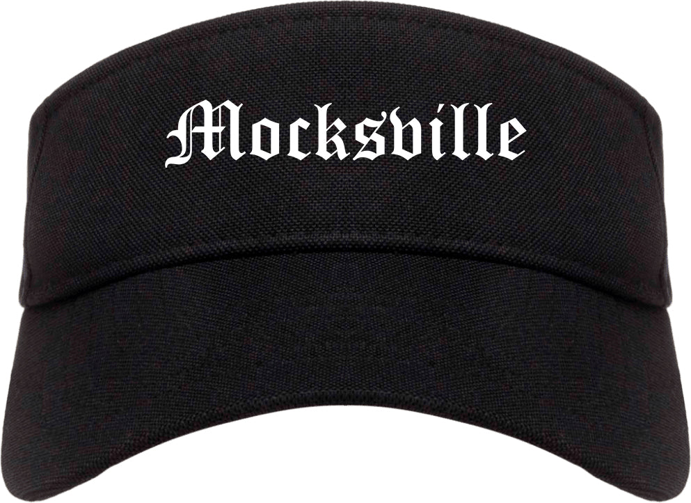 Mocksville North Carolina NC Old English Mens Visor Cap Hat Black