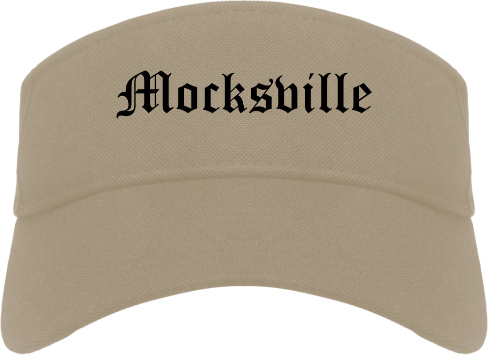 Mocksville North Carolina NC Old English Mens Visor Cap Hat Khaki