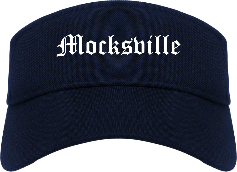 Mocksville North Carolina NC Old English Mens Visor Cap Hat Navy Blue
