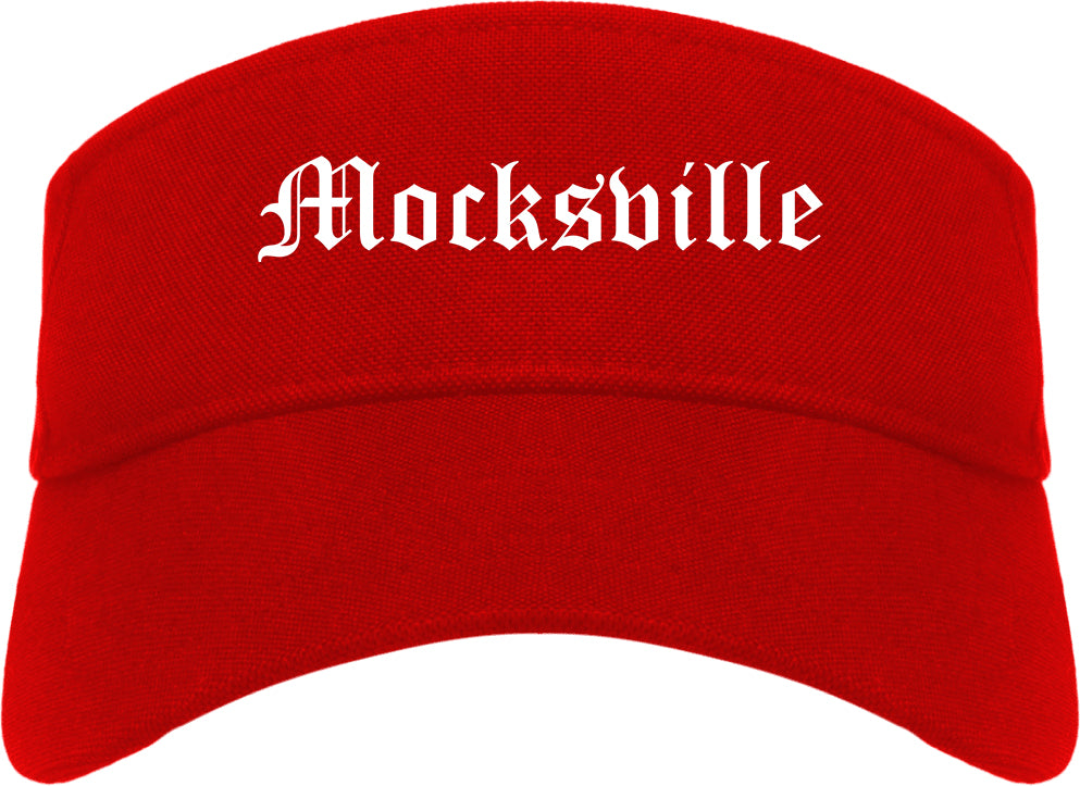 Mocksville North Carolina NC Old English Mens Visor Cap Hat Red
