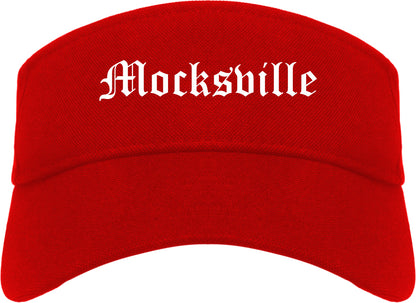Mocksville North Carolina NC Old English Mens Visor Cap Hat Red