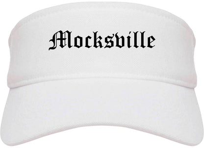 Mocksville North Carolina NC Old English Mens Visor Cap Hat White
