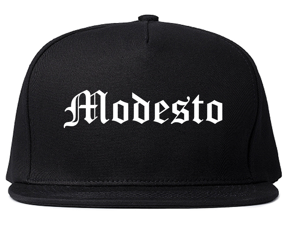 Modesto California CA Old English Mens Snapback Hat Black