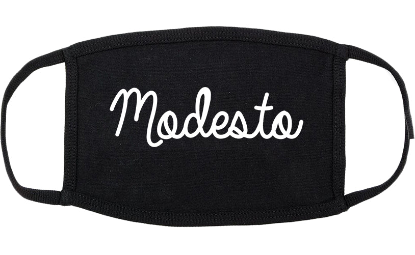 Modesto California CA Script Cotton Face Mask Black