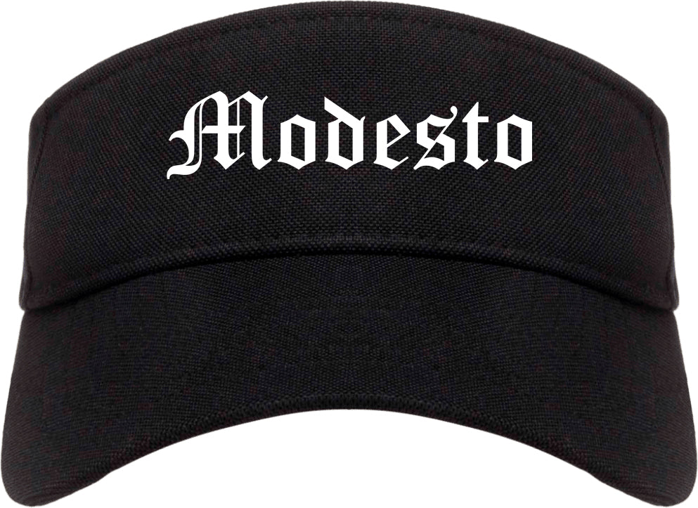 Modesto California CA Old English Mens Visor Cap Hat Black