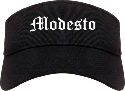 Modesto California CA Old English Mens Visor Cap Hat Black