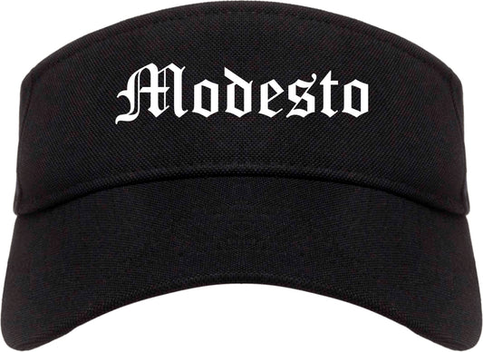 Modesto California CA Old English Mens Visor Cap Hat Black