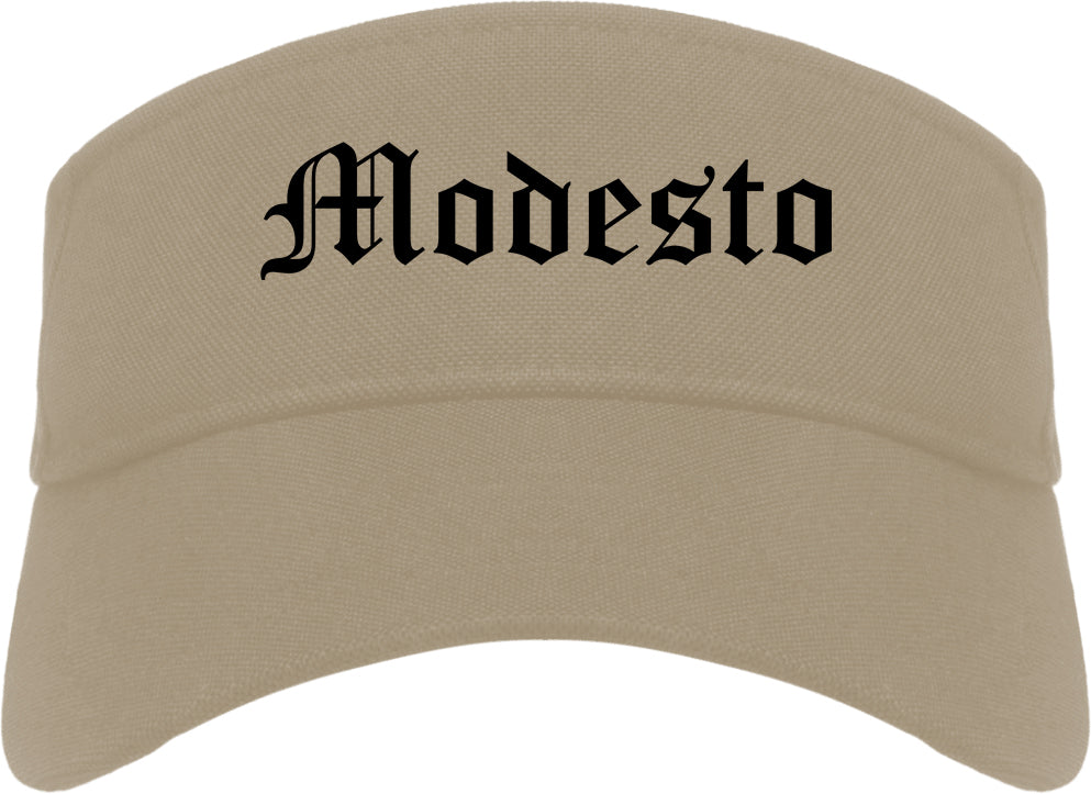 Modesto California CA Old English Mens Visor Cap Hat Khaki